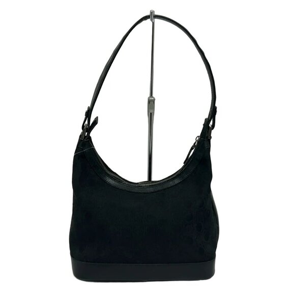 Auth Salvatore Ferragamo Gancini - Black Nylon Leather Shoulder Bag - Picture 2 of 9